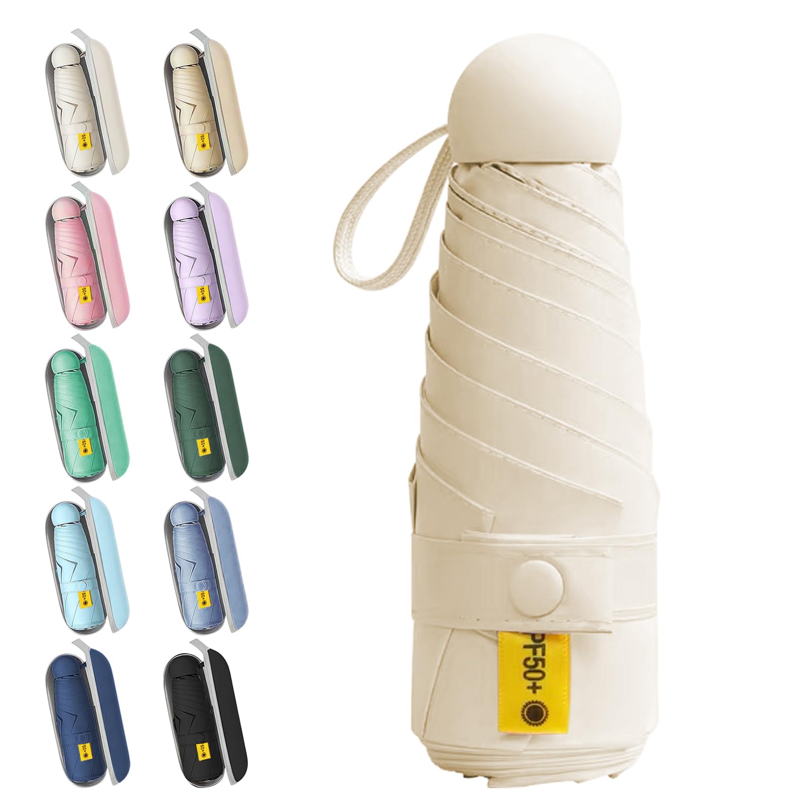 Parapluie Poche UPF50 Mini Parapluie Pliable Voyage - Protection Solaire UPF50+ Et Anti-pluie - Compact Et Léger Parapluie Poche Polyester Recyclé