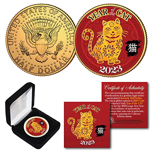 Moneda 2023 Año del Gato Chapada en Oro 24K con Caja miniatura 1