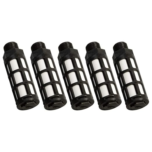 Quickun Plastic Exhaust Air Silencer, 3/8" Air Line Pneumatic Muffler Black Air Compressor Fitting (Pack of 5)