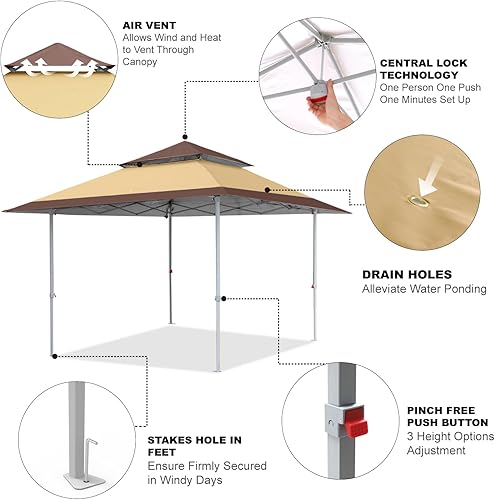 Miniatura 3 de COOSHADE Tienda de campaña desplegable de 13 x 13 pies, refugio plegable instantáneo, 169 pies cuadrados, gran protección solar para exteriores