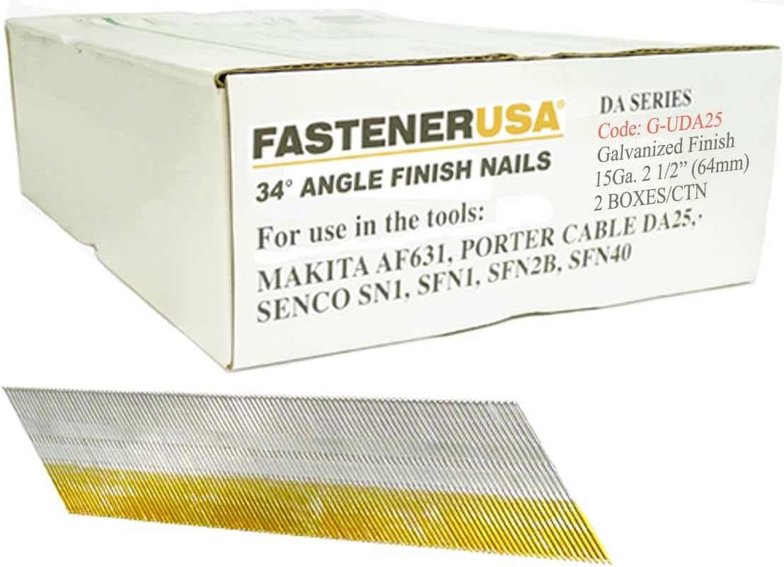 2-1/2" DA25 Angle Finish Nails 15GA GALV 8,000ct