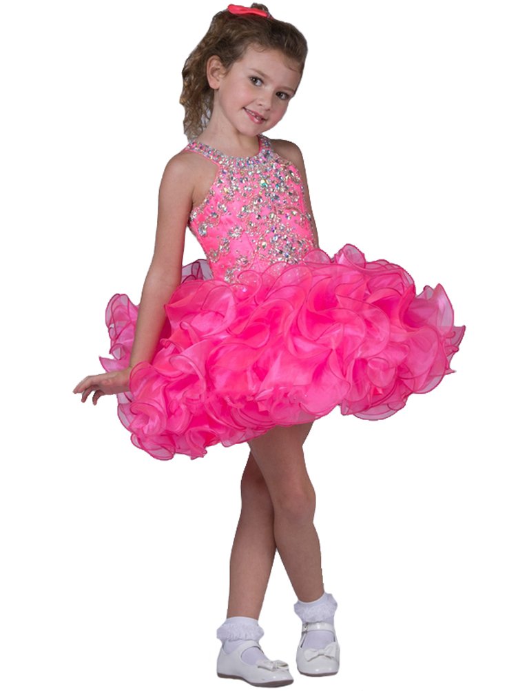 GreenBloom Bady Girls'Short Ball Gown Beads Flower Girls Dresses Cupcake Pageant Dresses