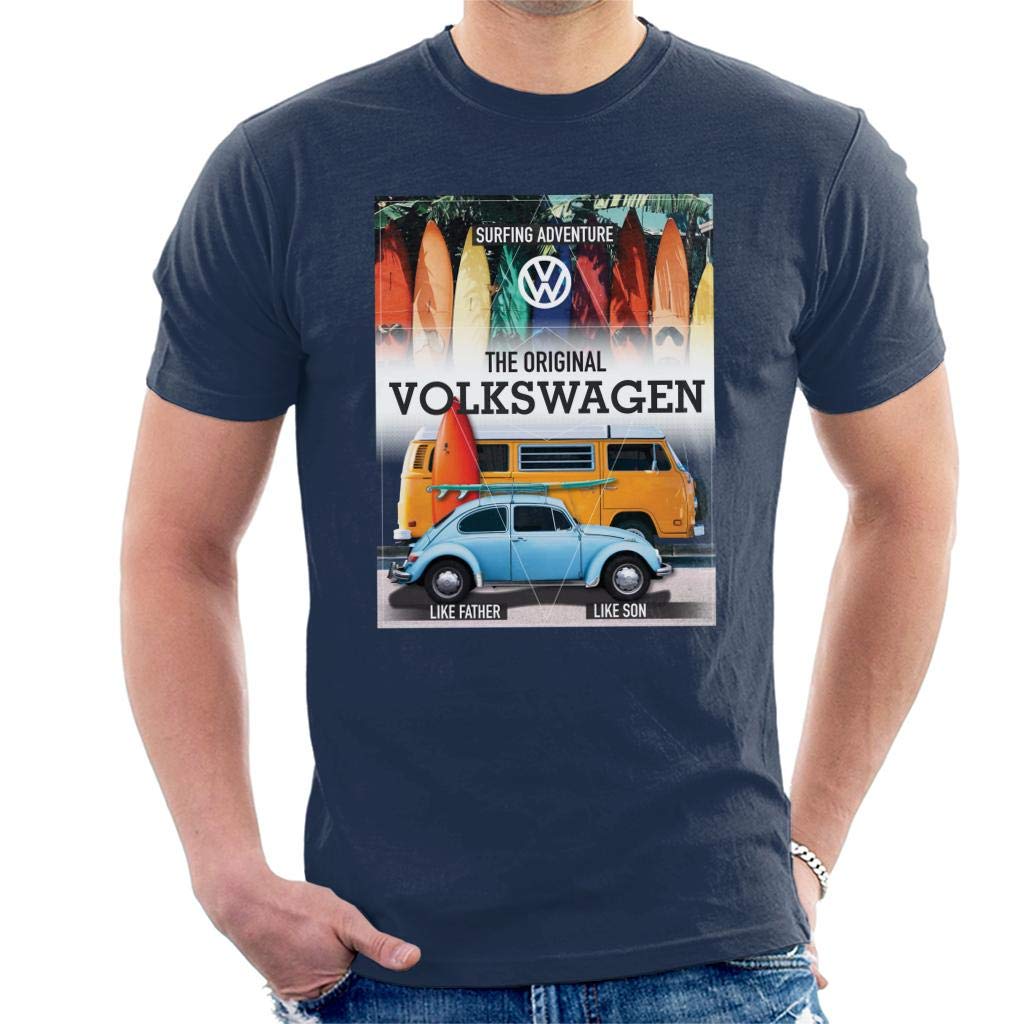 Volkswagen Surfing Adventure Beetle & Camper Men's T-Shirt Navy Blue