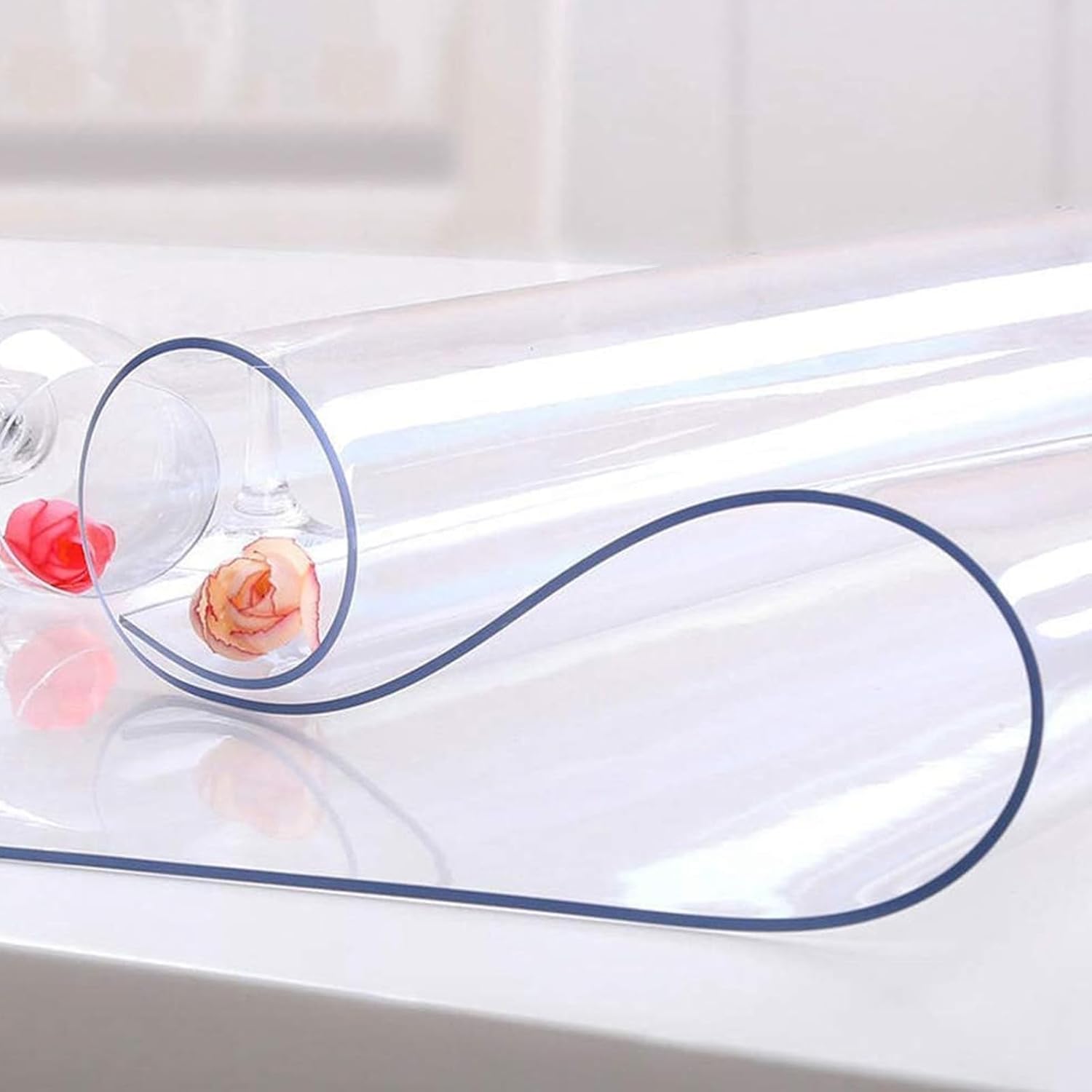 2mm Thick 39.4 x 100 Inch Transparent Waterproof High Chair Floor Protector Feeding Floor Cover for Temporary Accommodation