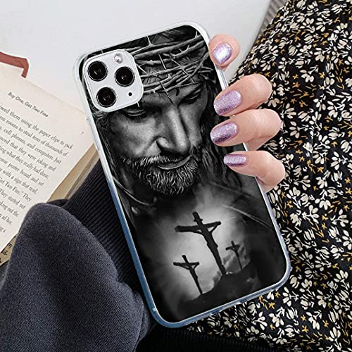 Hanhanshilu Iphone 13 Pro Max Case For Men/Women, Jesus Christianity Devout Believer Iphone Case Clear Case Shockproof Case Soft Tpu Frame Full Body Case #TOP4