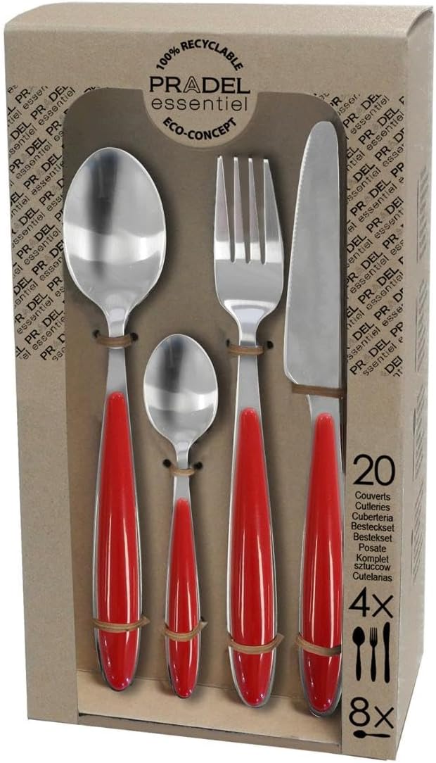 COLORFULL 20-Piece Stainless Steel Cutlery Set, 18/0-1.5 mm