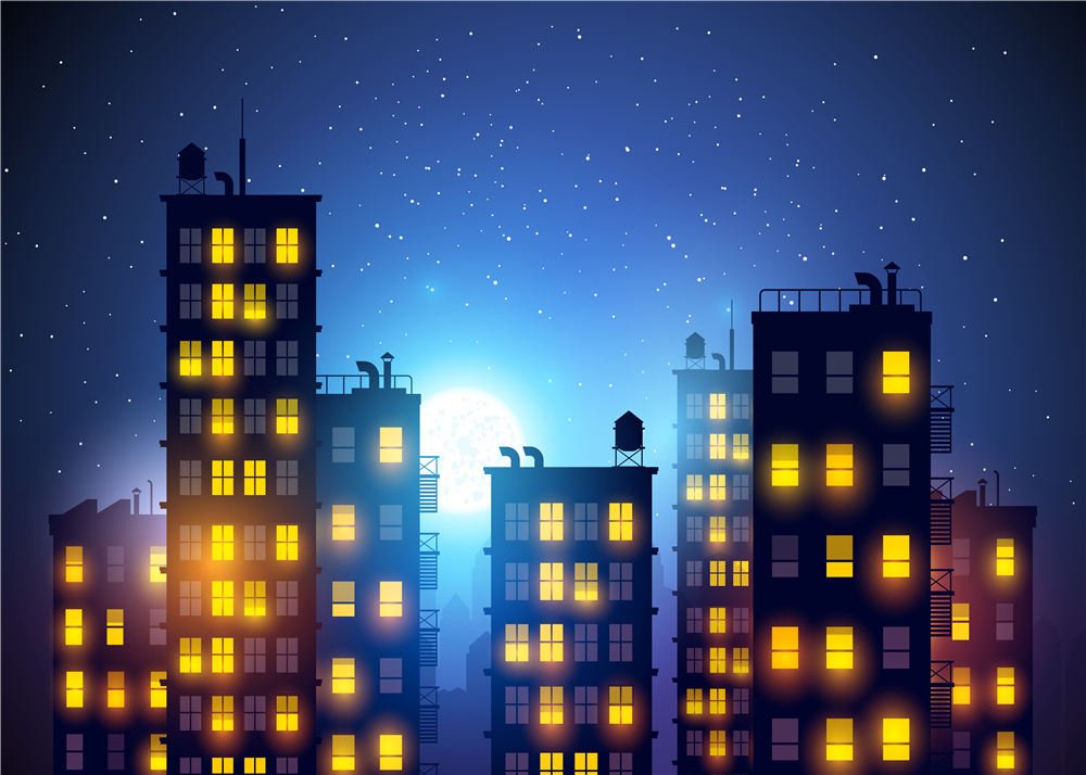 RUINI Super Hero City Backdrop Starry Sky Super Hero City Decor Banner (10x8FT)