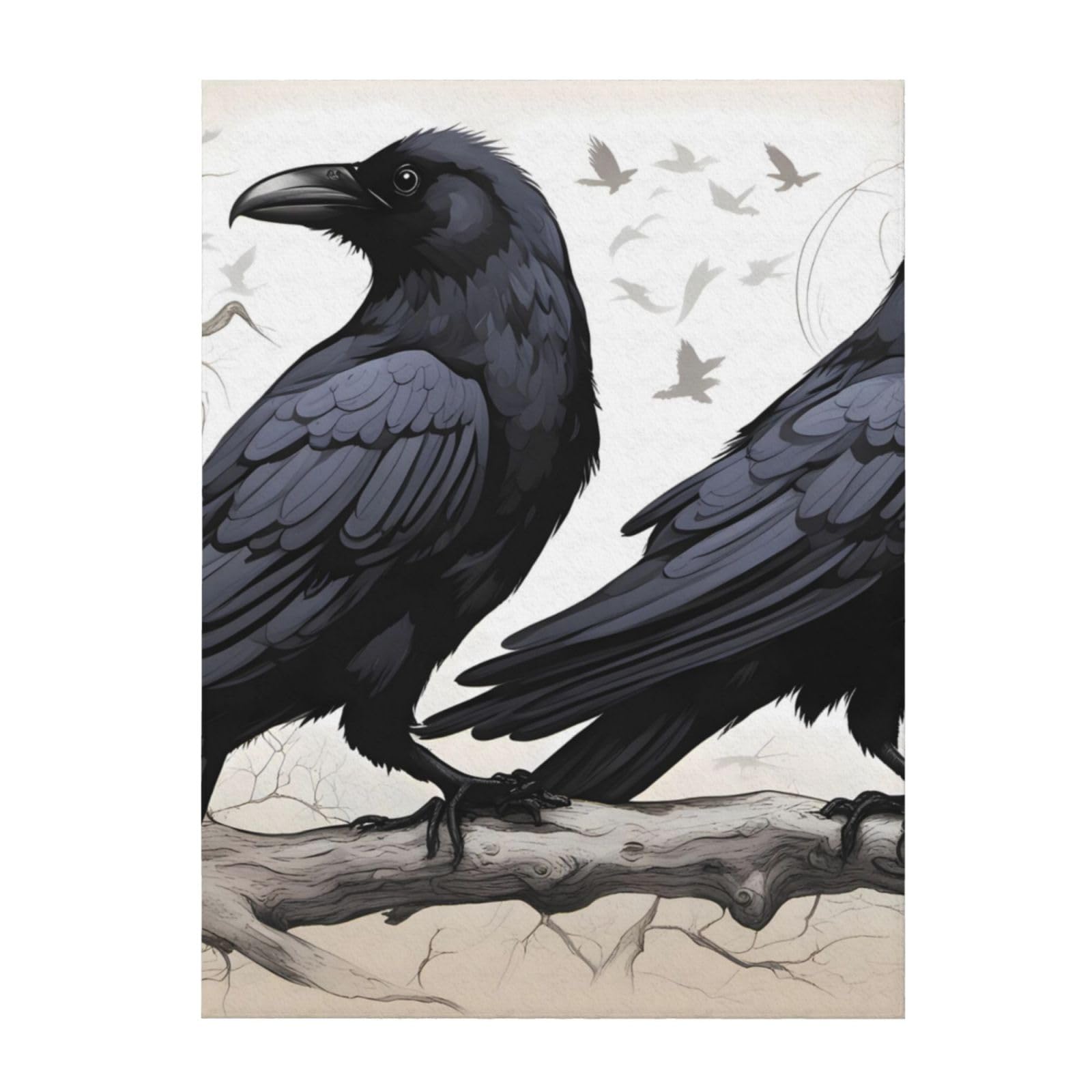 Couverture chaude et légère 203x152 cm jeté de canapé imprimé corbeau