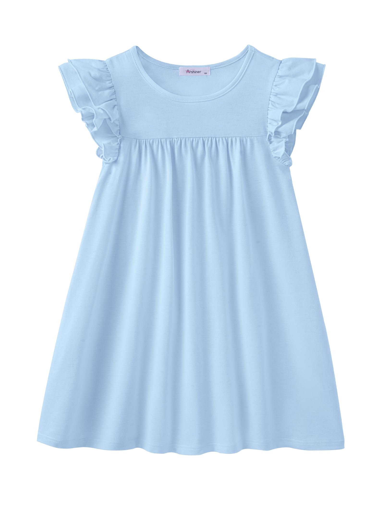 Arshiner Camisón para Niña con Mangas Volantes Vestido de Dormir para Niñas Verano Pijama de Manga Corta Cuello Redondo 5-14 Años — view 6