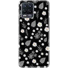K l fland Realme 8 Pro ile Uyumlu K l f, Boutique Bask l , Papatyalar ve Yaprak Desenli, Siyah