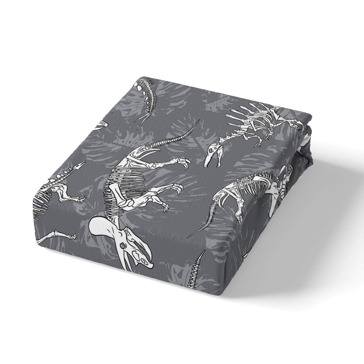 Homewish Dinosaur Duvet Cover Set Dinos Fossil Skull Bed Sets For Kids Teen Boys Young Man Bedding Set Child Room Decor Ancient Animals Skeleton Bones Quilt Cover 3Pcs King Size Grey - Image 2