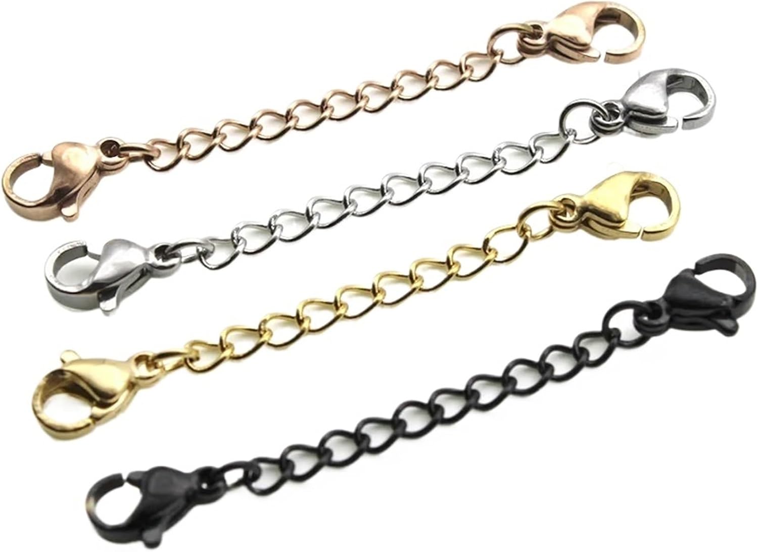 Jewelry Extenders 40pcs Stainless Steel Extension Chains Lobster Clasps Connector for Necklace Bracelet(Rose Gold,15cm Length)