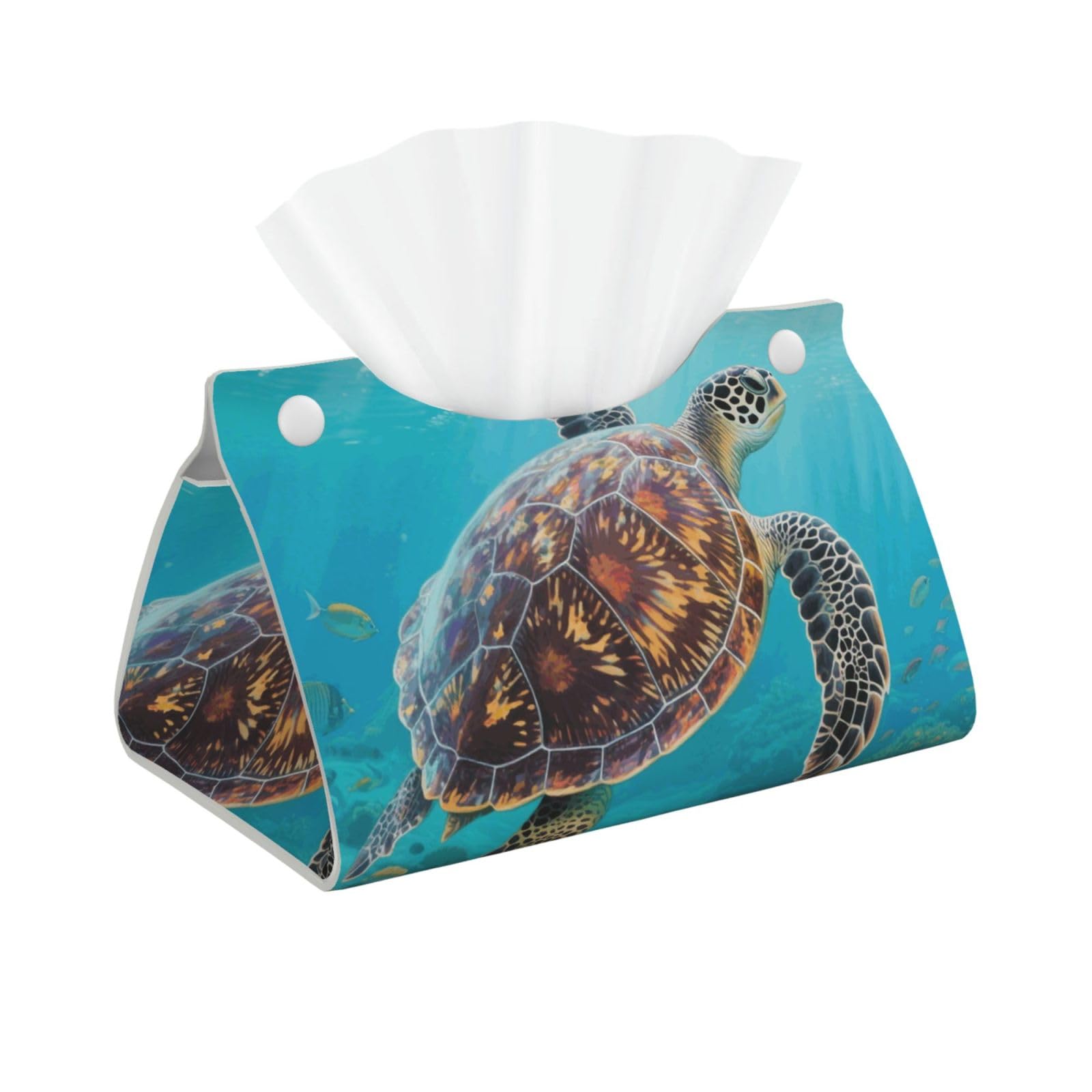 Pu Leather Tissue Box Cover, Sea Turtle Rectangle Tissue Case Covers Decorative Tissue Box Holder Waterproof Tissue Holder Organizer for Bathroom Home Office