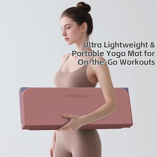 Miniatura 4 de Tapete de yoga de 70 x 24 pulgadas - 12 pulgada de grosor, tapete de ejercicio plegable compacto antideslizante de elastómero termoplástico para