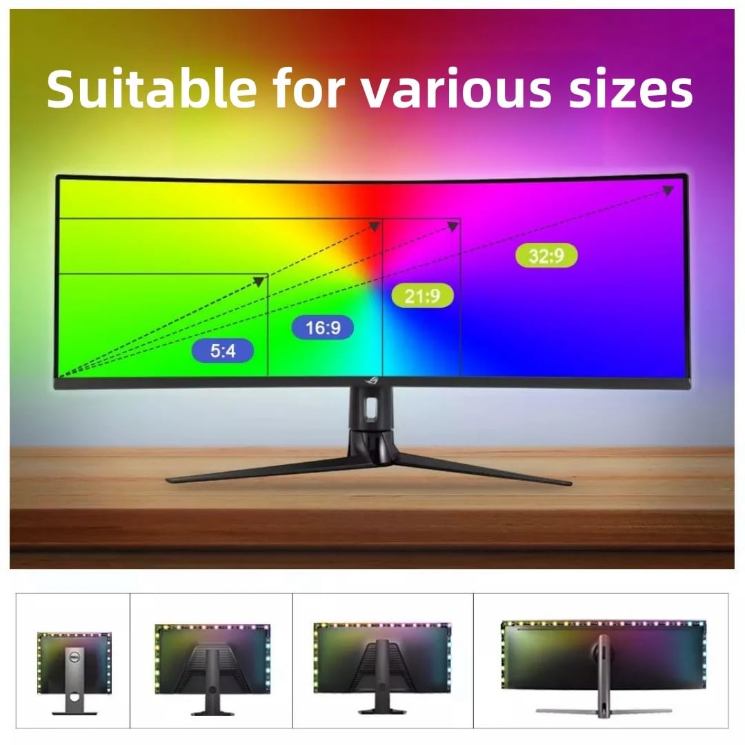 Tira de luz led para TV Inteligente RGB Streaming de Color con la sincronización de la Pantalla Cambio de luz de Fondo luz Ambiental TV Tira de luz LED Tira de luz(40-49 Inch Screen)