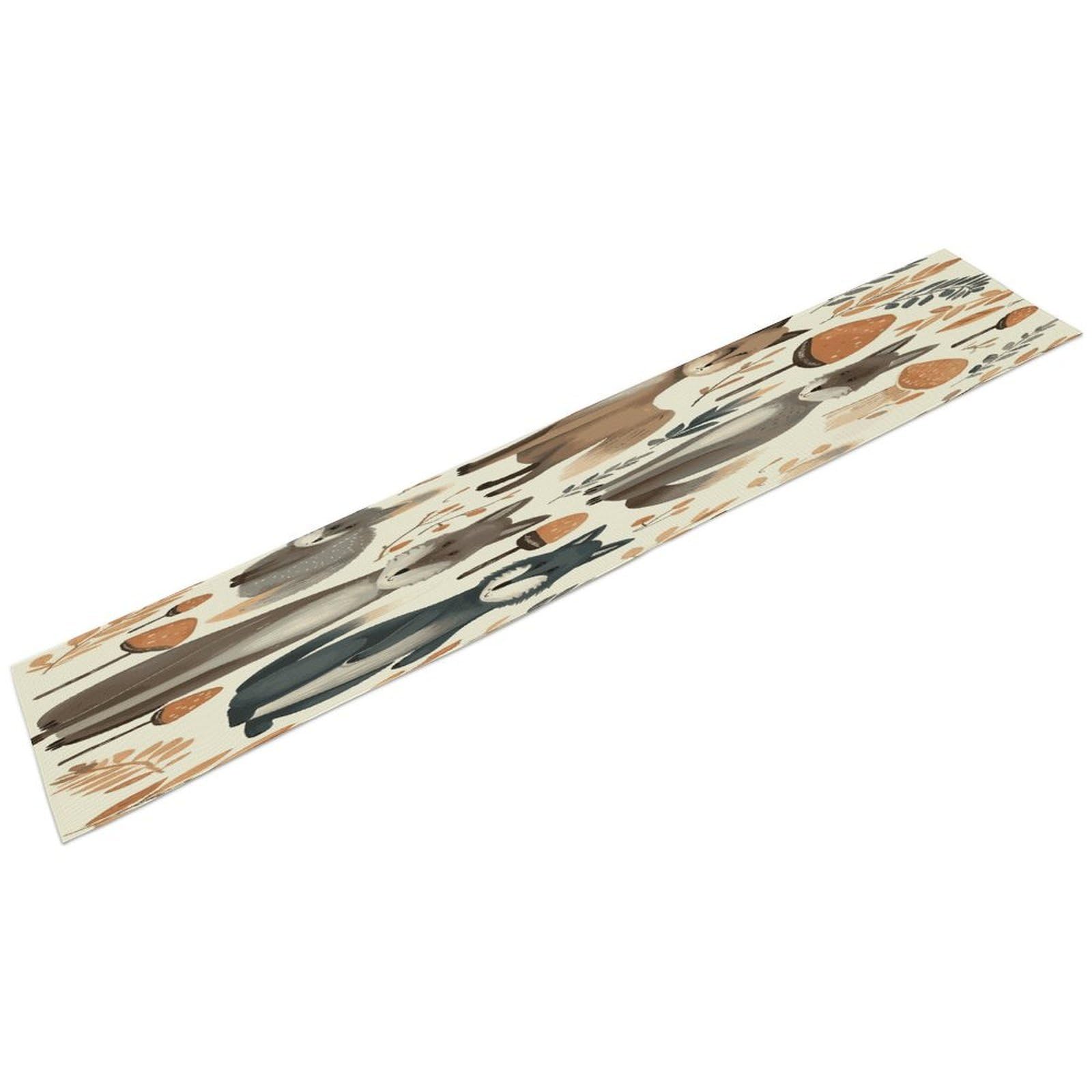 Woodland Raccoon Animals Table Runner Linen Long Table Runner Farmhouse Rustic Table Runners Table Decoration for Party Home Kitchen Dining Holiday Decor 13 X 72 Inch