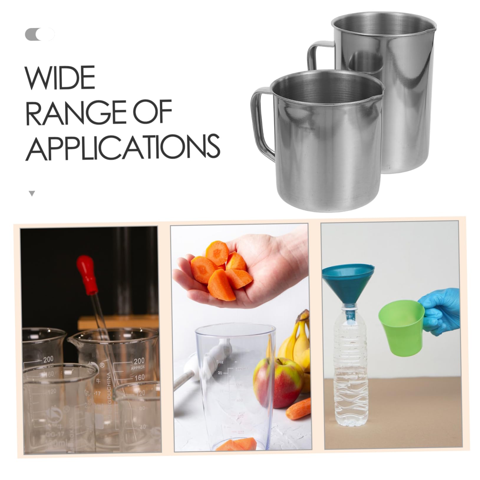 2piezas Vaso Medidor De Líquidos Tazas Inoxidable Resistente Para Panadería
