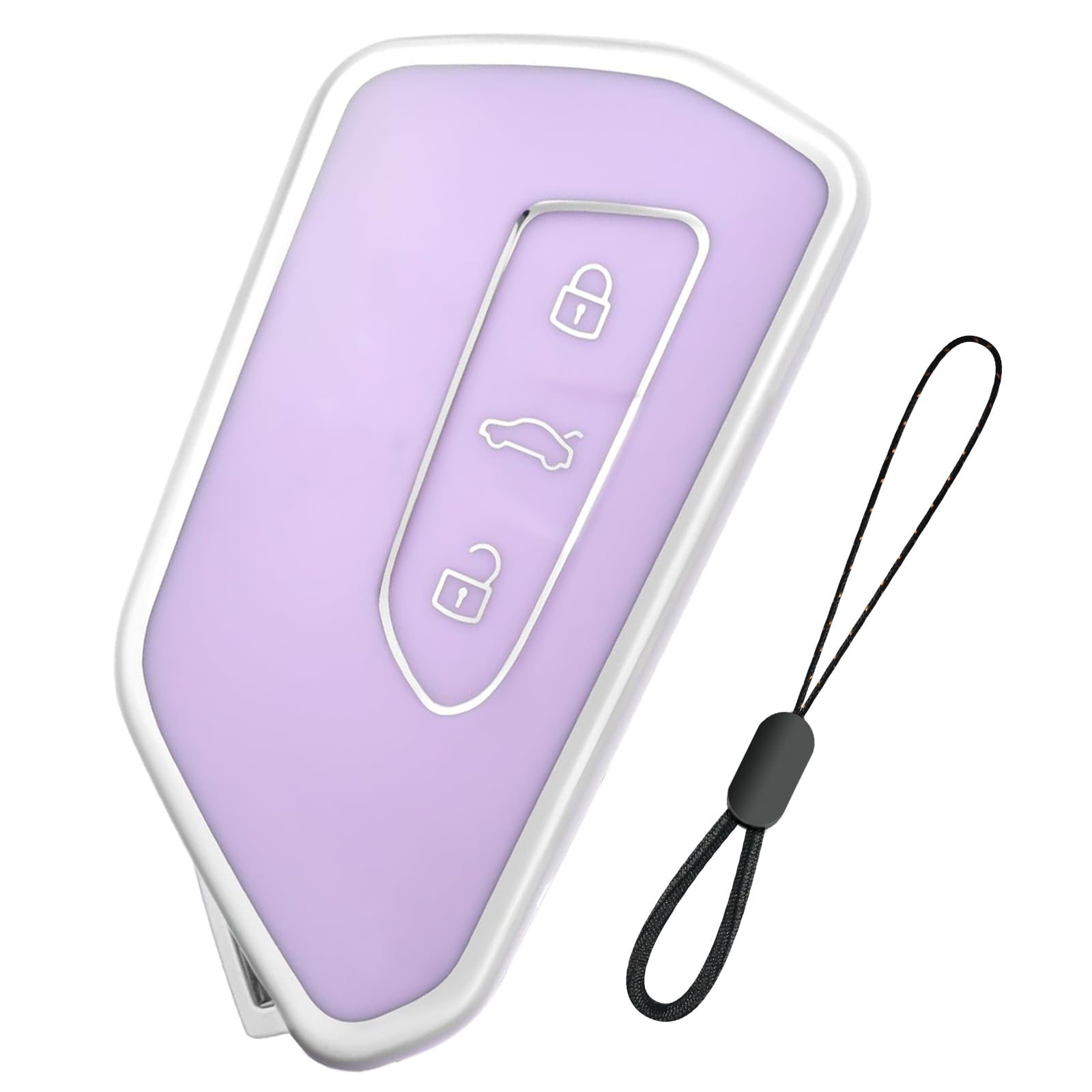 VW Key Case for VW Golf 8, ID.4, ID.3, Golf R, Golf GTI, Car Key Cover for Skoda Octavia 4 IV Enyaq iV, Seat Leon MK4 Cupra Leon Tarraco Ateca, Car Accessories (B-Purple)