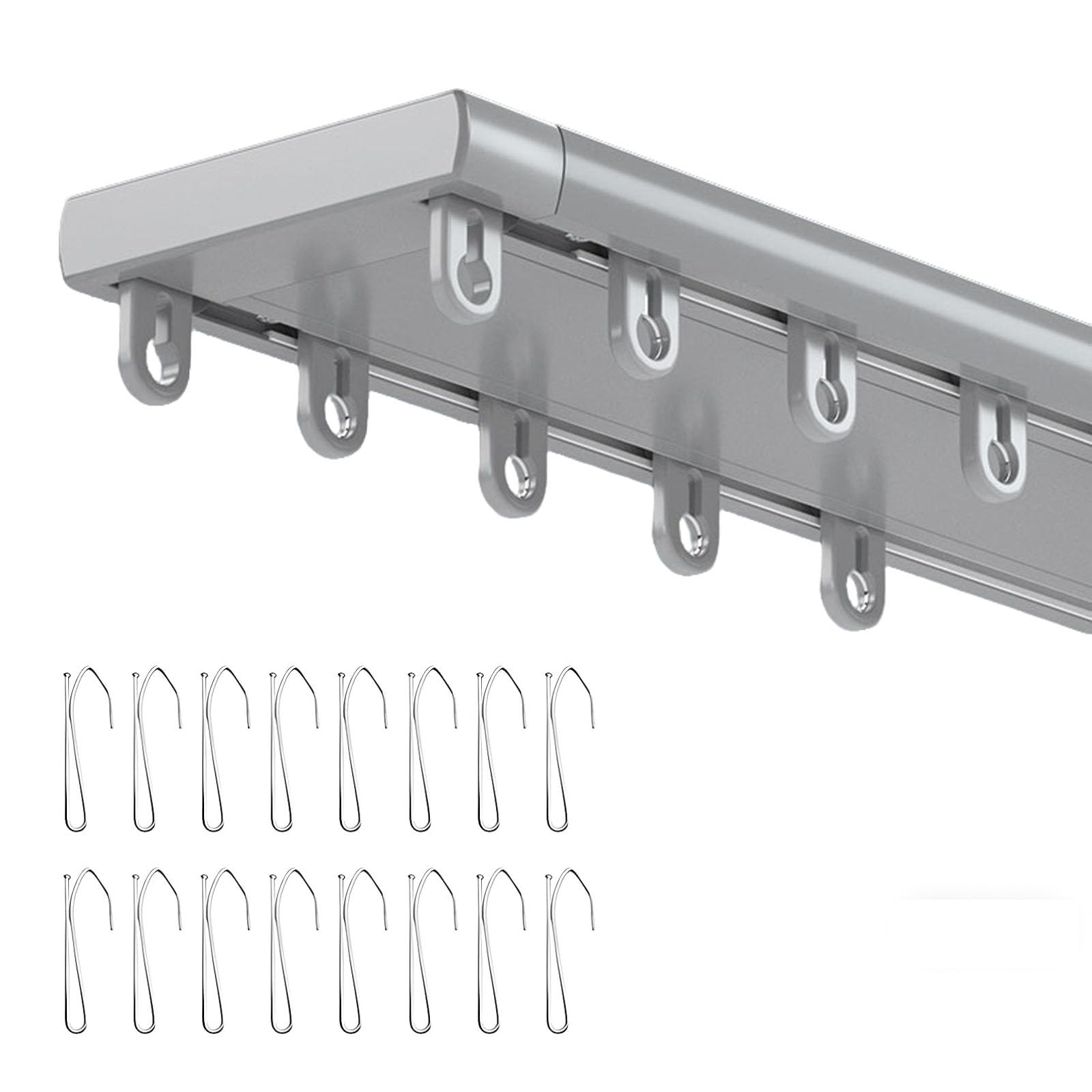 Système de rail réglable de 18 m - Rail gris facile (2,5 m) - Idéal pour la décoration de la maison et les traitements de fenêtres.
