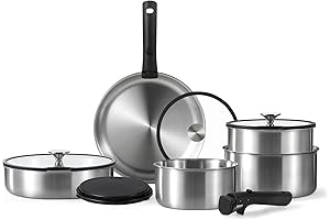 CAROTE 12pcs Stainless Steel Camping Cookware Set