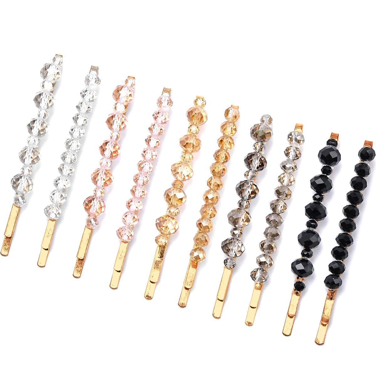 Mannikin Hair Clips Wenida 10 Pieces Fashion Crystal Metal Hair Pins Barrettes Bobby Pins Decorative Hair Styling for Women Girls