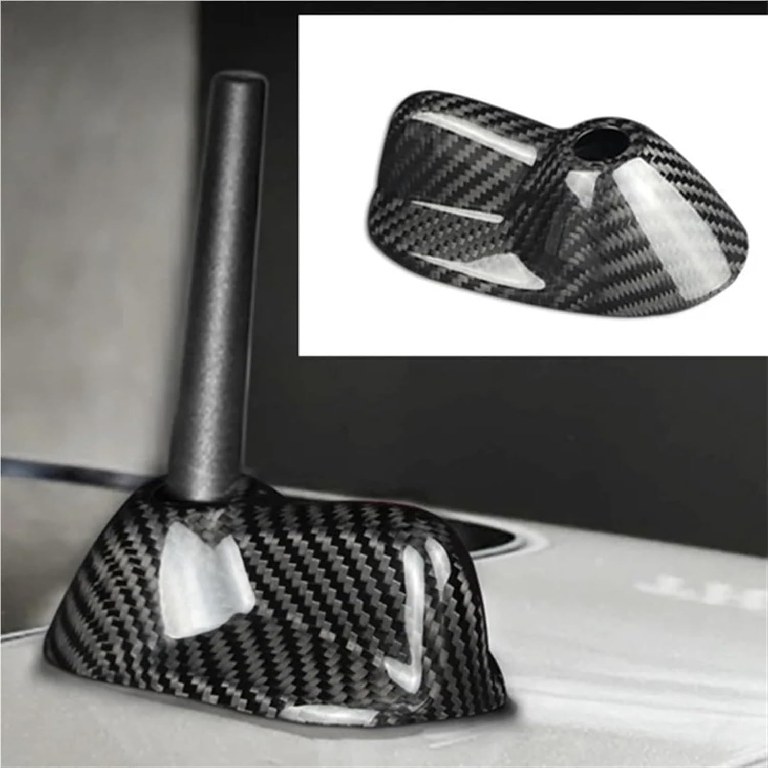 Carbon Fiber Roof Shark Fin Cover Trim Compatible with Mini Cooper Clubman R55 R56 2007-2013