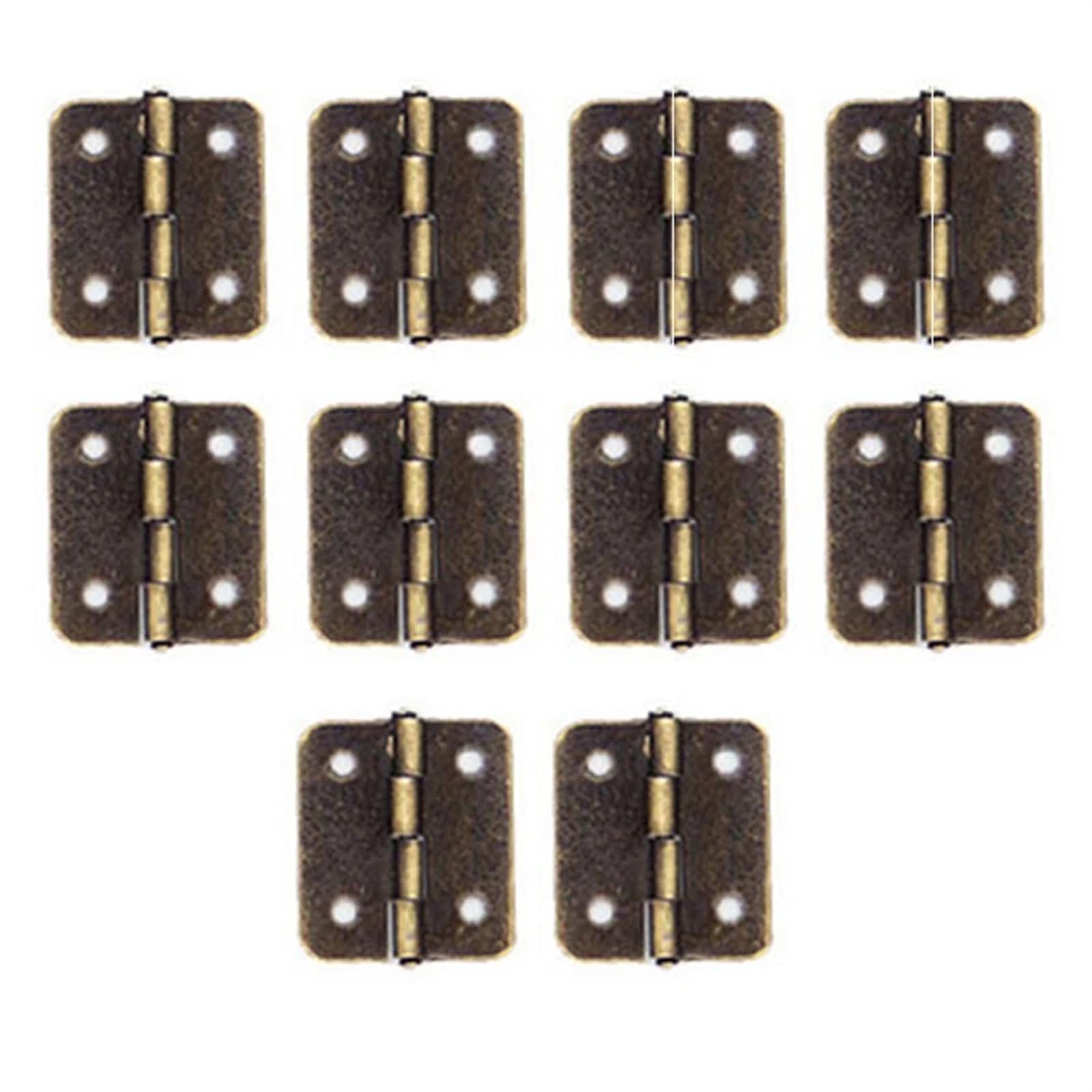 Ymuguegh One Color 10Pcs Hinges+Screw Fillet Silver/Antique 18 * 16Mm Decor Cabinet Wooden Box Wine Case Four Holes(Bronze)
