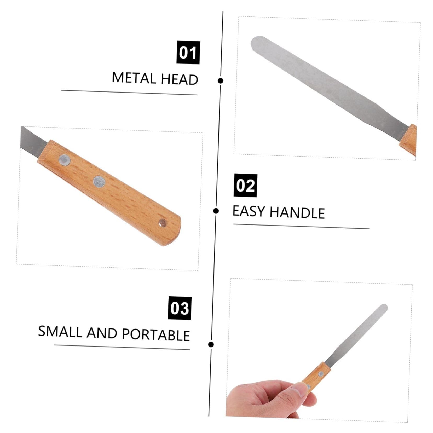 Lurrose 3 Ensembles Couteau À Graver Poterie Sculpture Outil Spatule À Plâtre Coupeur Fraise pour Sculpter Palettiseur Manche Bois Palettiseur pour Argile Acier Inoxydable 4 Pièces * 3