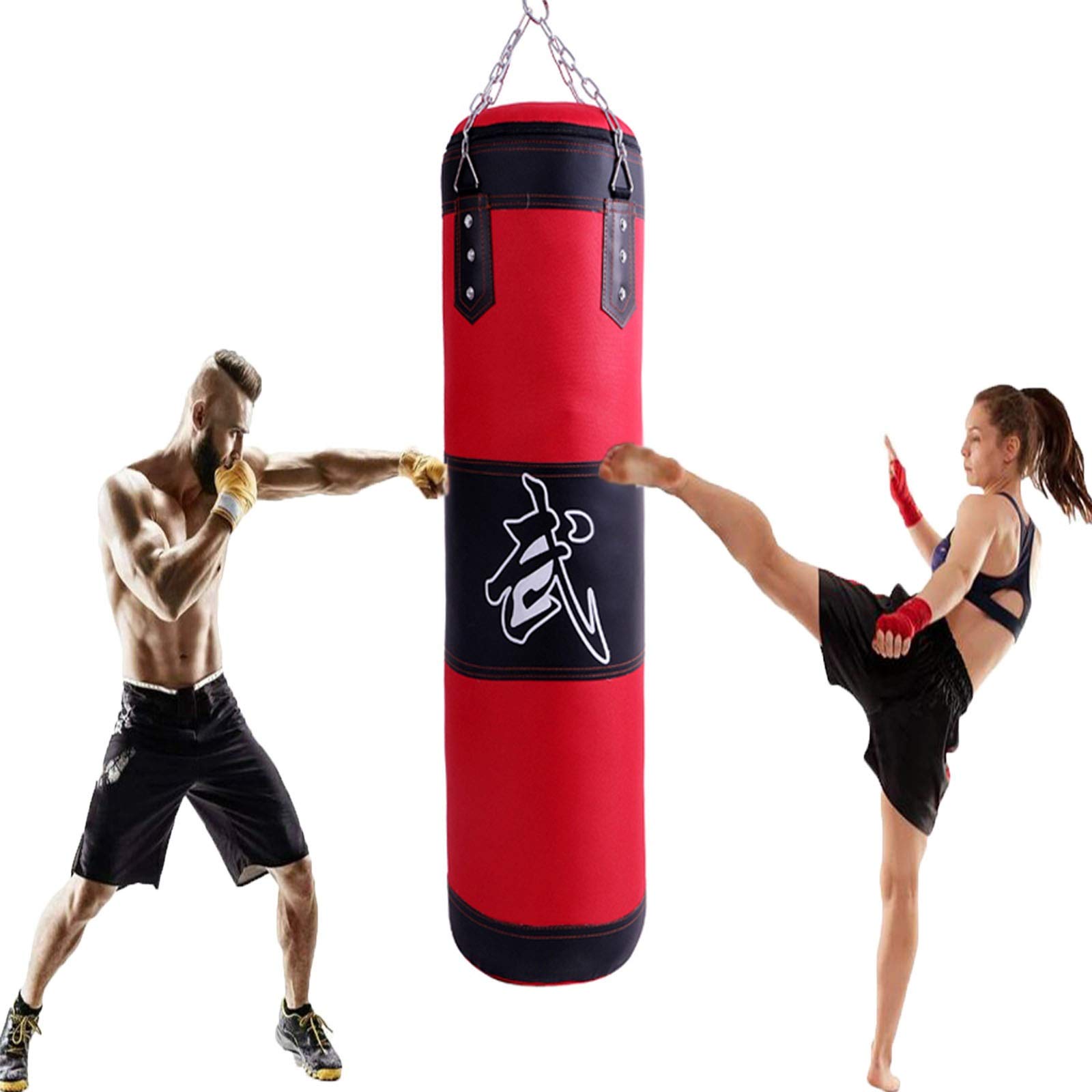 Amazon | 充填されていないボクシングパンチバッグ、赤と黒の重い  