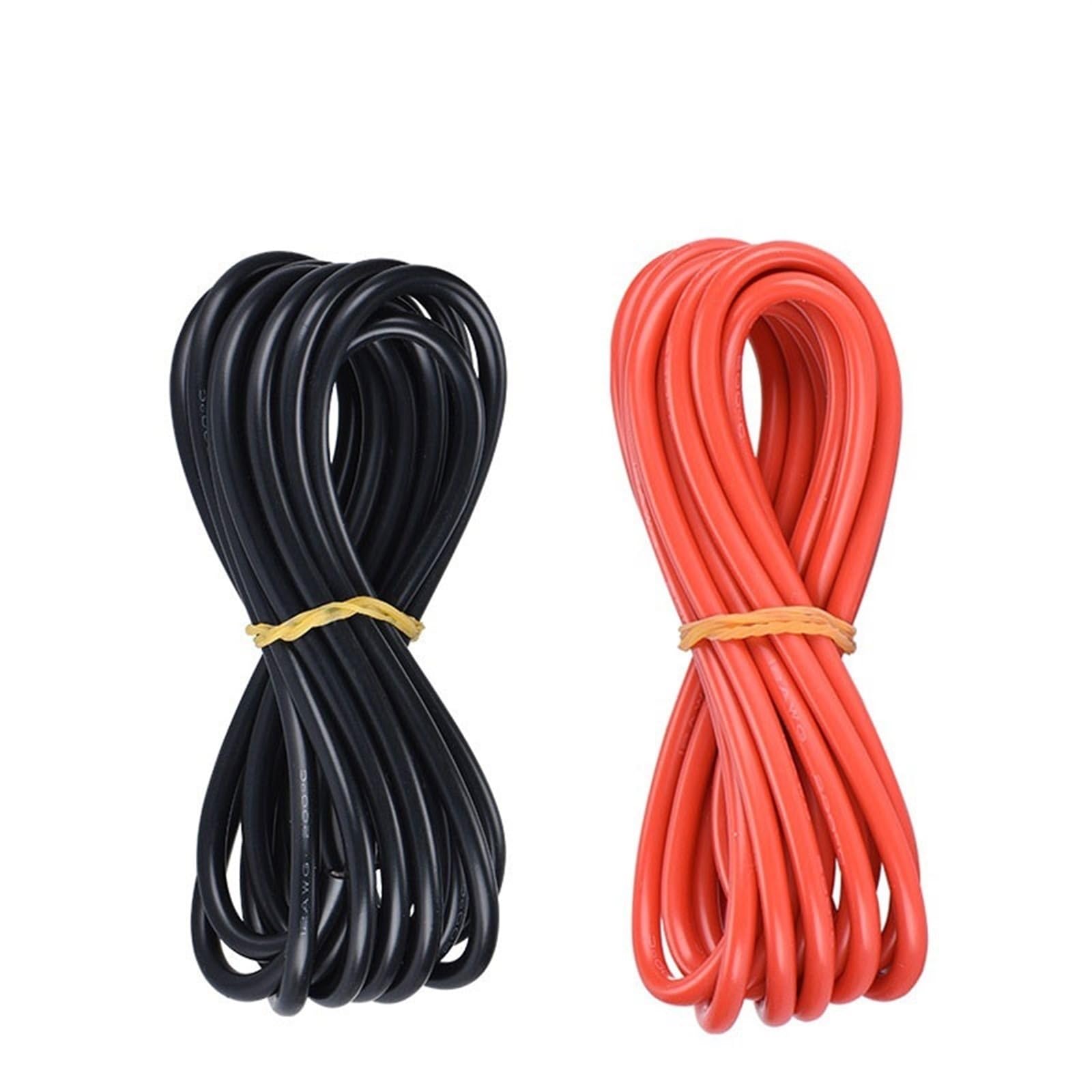 Cables Flexibles de Silicona, Cable de Silicona súper Suave, 600V, Negro, Rojo, 2-16 AWG, Cable de Cobre estañado Resistente al Calor(Each 3meter 4 AWG-25mm2)