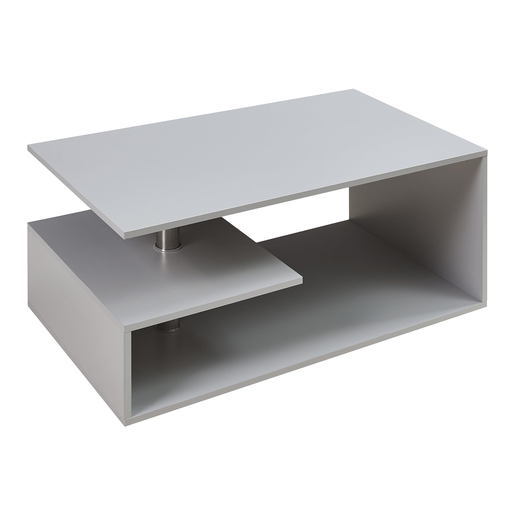 [en.casa] Couchtisch Haarlem Wohnzimmertisch rechteckig 90 x 50 x 41 cm Sofatisch mit Stauraum Kaffeetisch Hellgrau