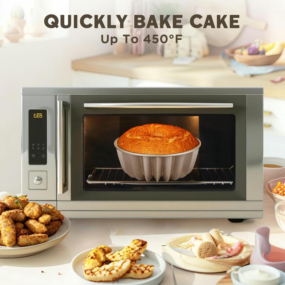 Molde para Pasteles Antiadherente de Aluminio Dorado de 9,5" NYSDM, Resistente a los arañazos y al óxido, budines, gelatina y pudín de Chocolate. Apto para Horno.