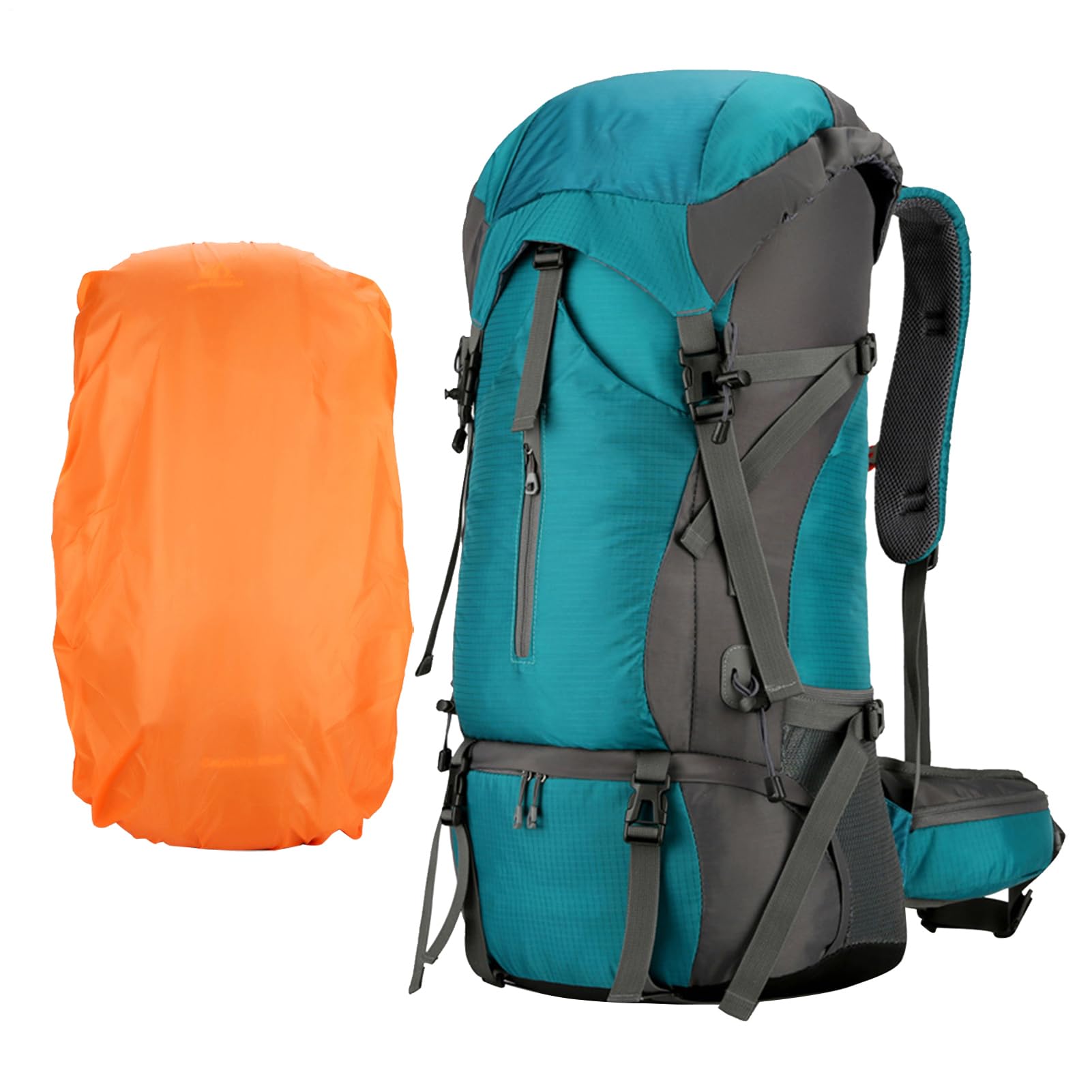 Zaino da escursionismo, 70 l, borsa imbottita, zaino da viaggio | impermeabile, zaino ergonomico da campeggio, zaino traspirante per attività all'aperto con spallacci regolabili per trekking,