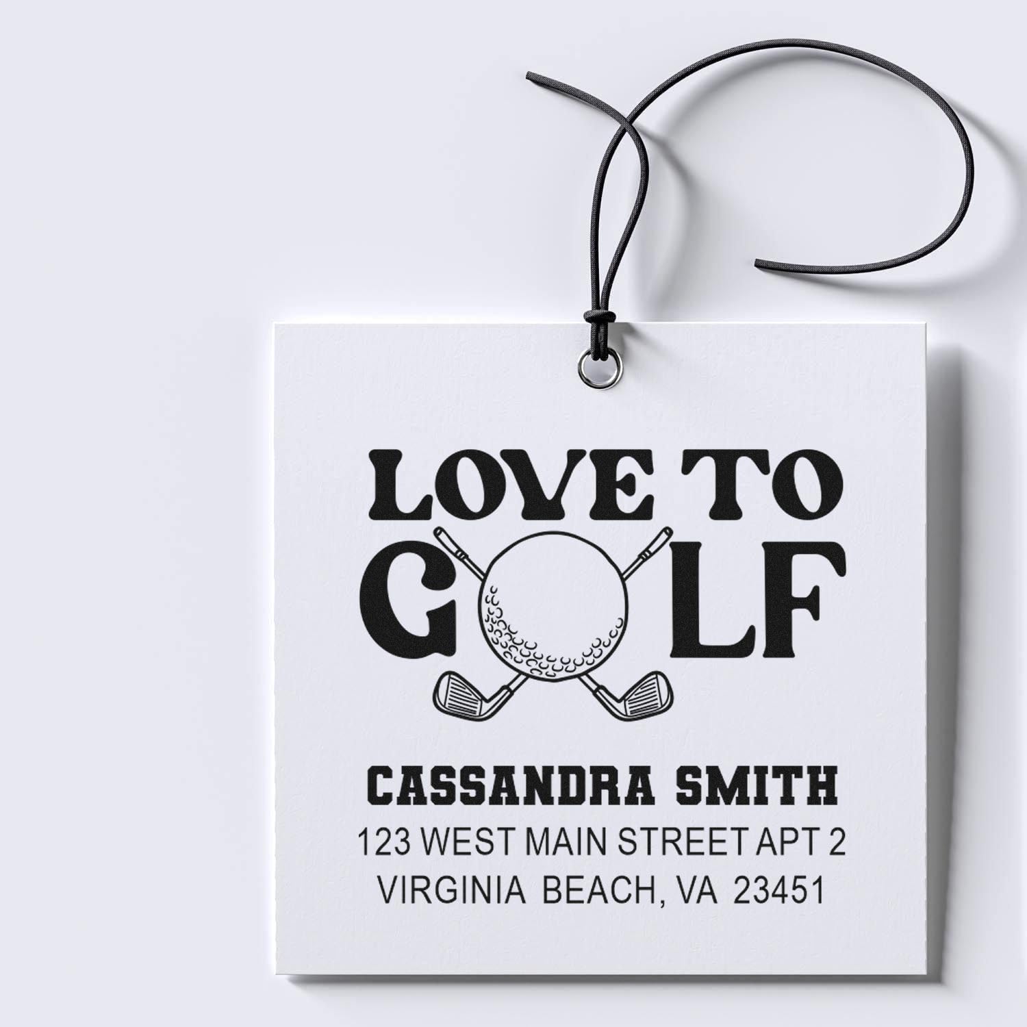 Golf Passion Wood Handle Rubber Stamp Customized - Craft and Card Making