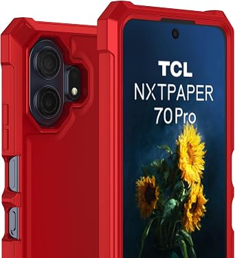DpS for TCL NXTPAPER 70 Pro Case 3-in-1, with Screen Protector,NXTPAPER70 Pro Phone Case Full Body Protection,70PRO Hard PC Bumper & Silicone Back Military Grade Cover (Red, TCL NXTPAPER 70 Pro)
