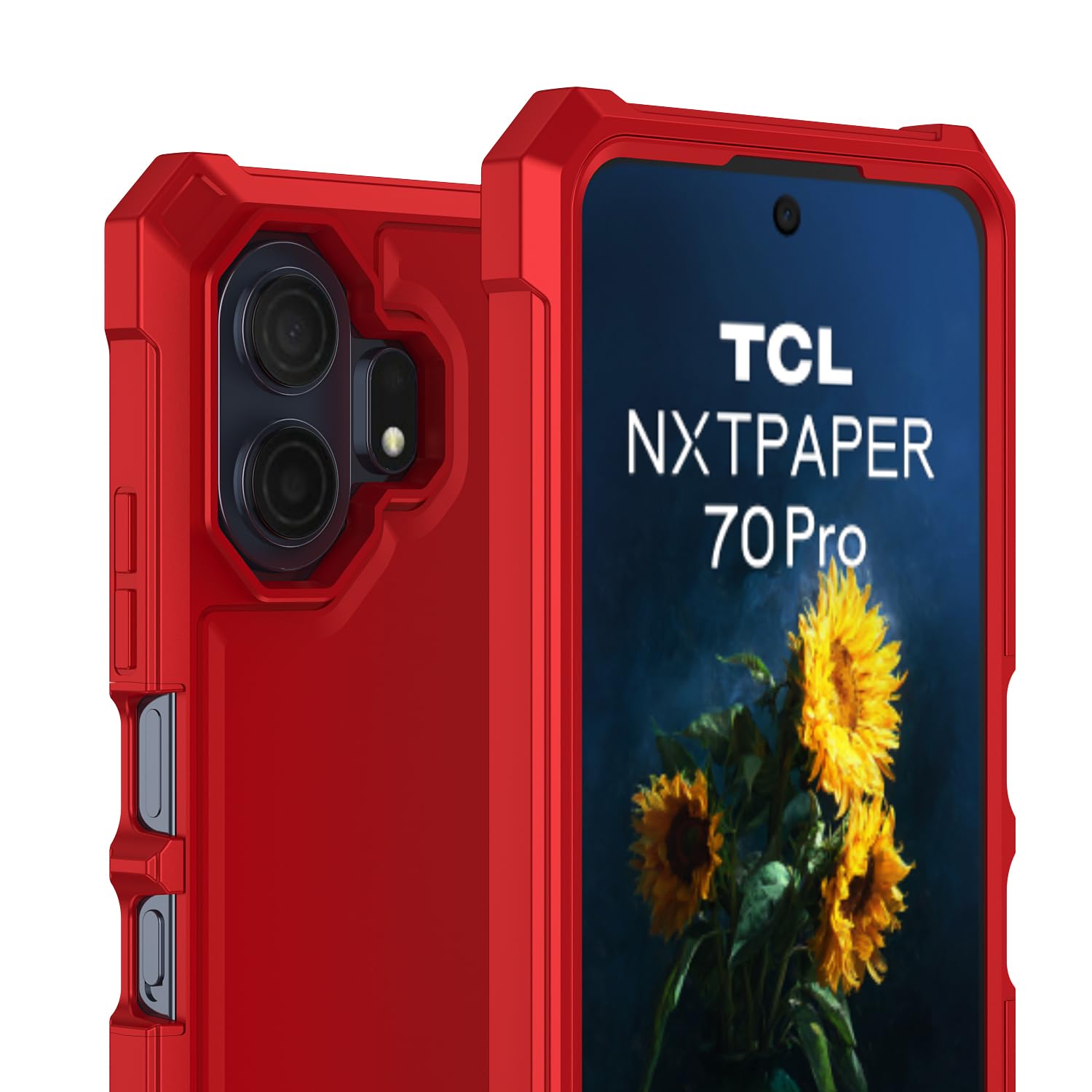 TCL NXTPAPER 70 Pro 5G - Funda para teléfono con protector de pantalla, parachoques frontal de silicona + parte trasera de policarbonato esmerilado, protección de cuerpo completo, funda de