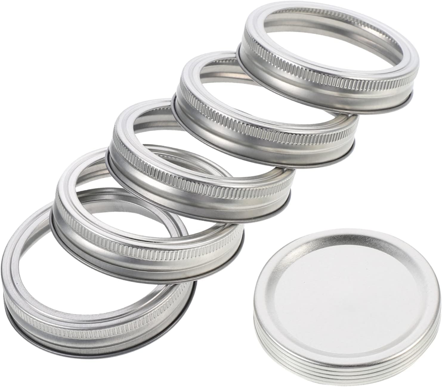 50sets Jar Split-type Lids Tinplate Covers for Standard Mouth Jars Airtight Food Storage for Canning and Preserving