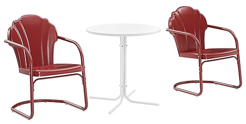 Crosley Furniture Tulip 3-Piece Outdoor Bistro Set, Retro Metal Patio