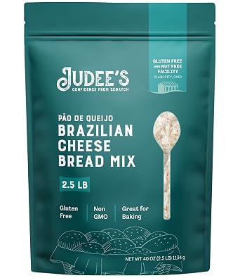 Judees Brazilian Cheese Bread Mix 2.5 lb - Non-GMO and Just Add Water- Great for preparing in advance and making fresh - Gluten-Free and Nut Free Facility