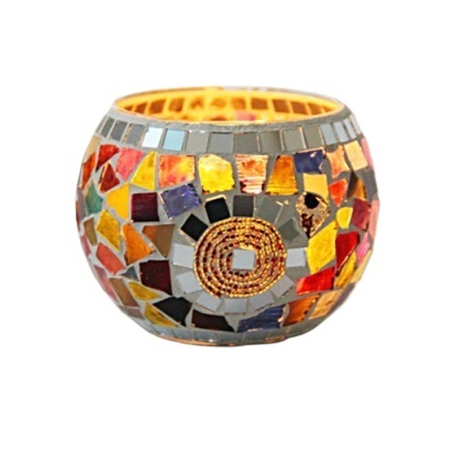 Candle sticks holder candle holders， Snowflake Mosaic Glass Candlestick Holders(Style17)