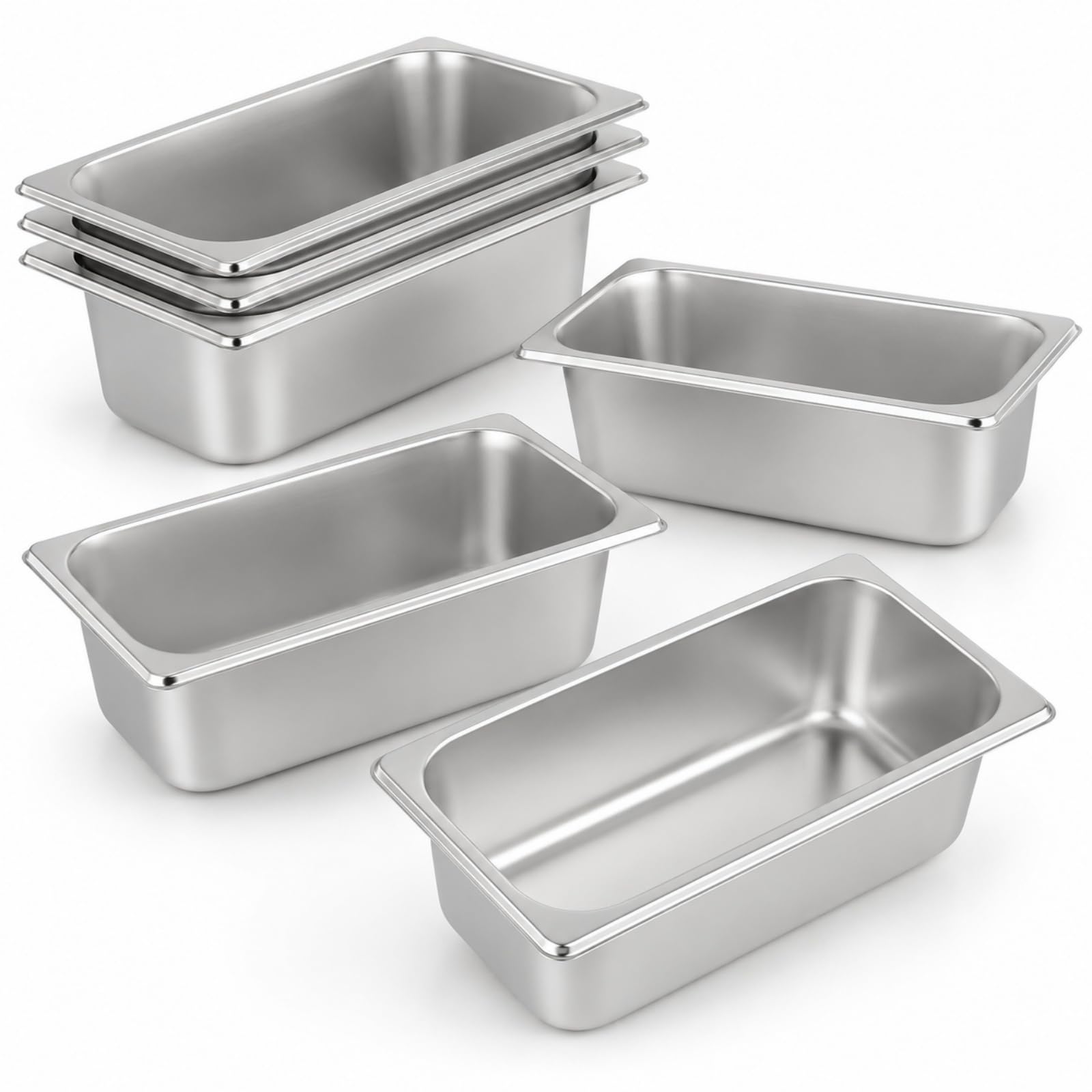 YOUNTHYE Lot de 6 poêles à vapeur en acier inoxydable pour hôtel, restaurant, buffet, 10,2 cm