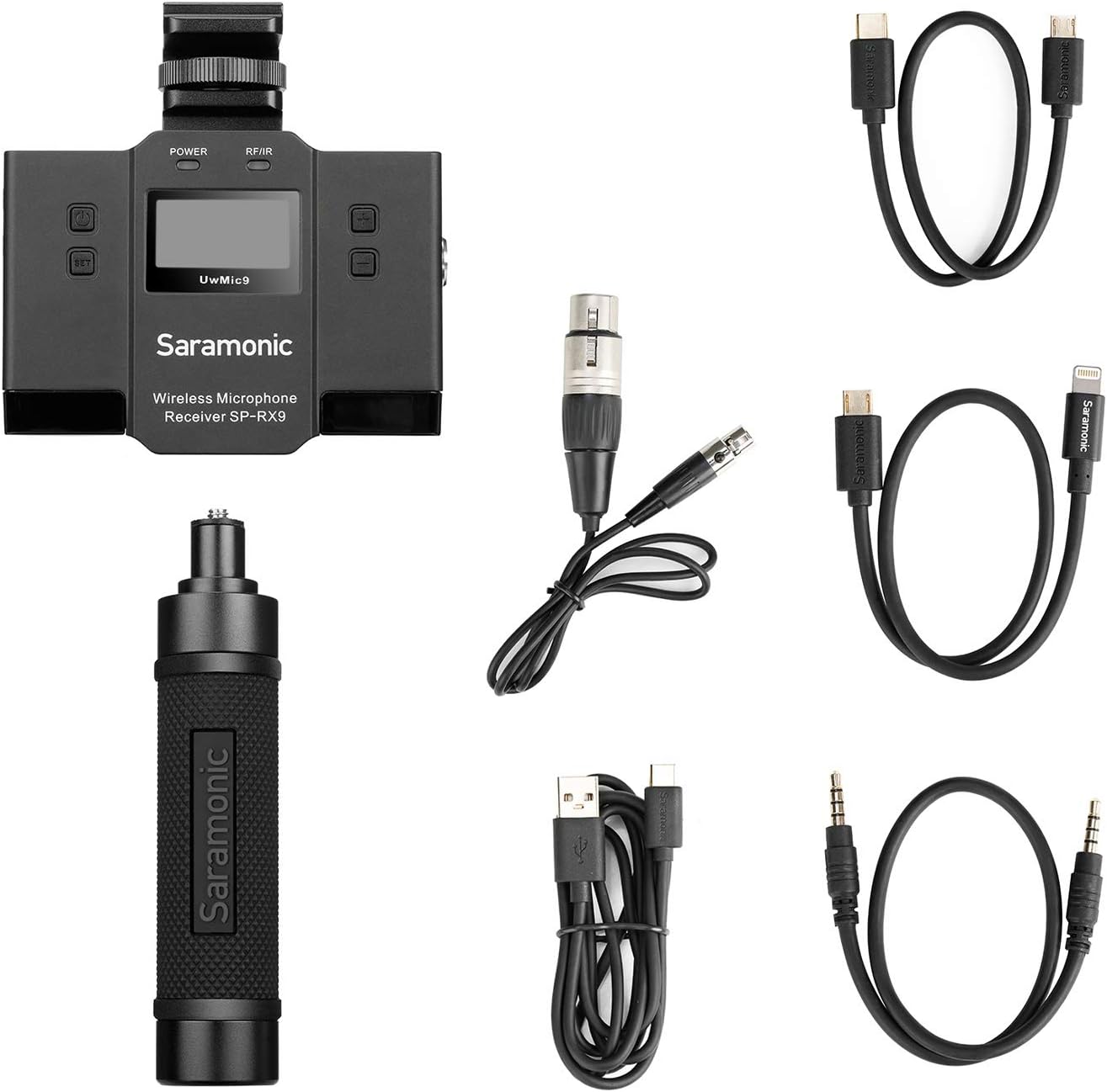 Exclusive Discount 70% Price Saramonic UwMic9 Dual-channel UHF Wireless Microphone Receiver SP-RX9 with Mixer Mount Handle Rig Compatible with iPhone Android Smartphone Podcast Vlog Facebook Youtube Video Recording
