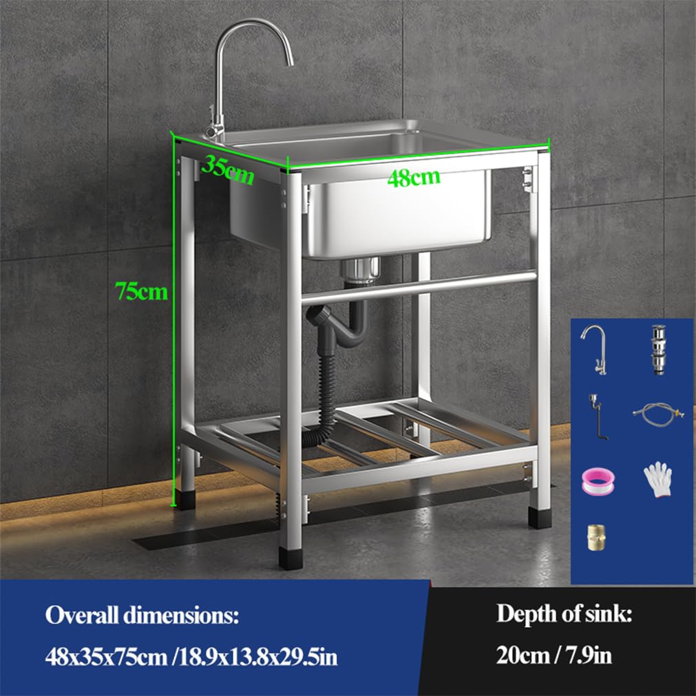 Fregadero Exterior Comercial Con Grifo - Portátil para Camping, Cocina, Restaurante, Garaje y Jardín - Fácil De Instalar - Tamaño: 48x35cm