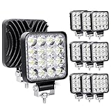 RIGIDON 10個 3.3インチスクエア 48W ワークライト 作業灯, ledバーライト車 led 狭角 スポットライト led 6000K 防水防塵 12v/24v 汎用，車外灯/前照灯/補助灯 除雪車 農業機械 各車種対応