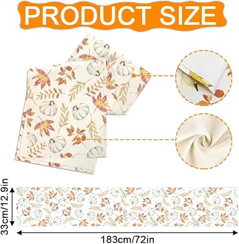 Orange Pumpkins Maple Leaves Autumn Table Runner, 33*180cm Harvest Festival Fall Kitchen Dining Tablecloth, Rectangle Tablecloth Seasonal Kitchen Dining Table Decoration for Home Picnic Party