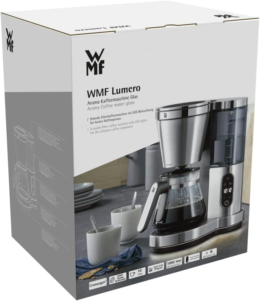 WMF Lono Aroma - Macchina da caffè (1000 W, con caraffa in vetro, 10 tazze, filtro girevole, piastra di mantenimento del calore, serbatoio dellacqua rimovibile, spegnimento automatico) WMF Lono Aroma - Macchina da caffè (1000 W, con caraffa in vetro, 10 tazze, filtro girevole, piastra di mantenimento del calore, serbatoio dellacqua rimovibile, spegnimento automatico)