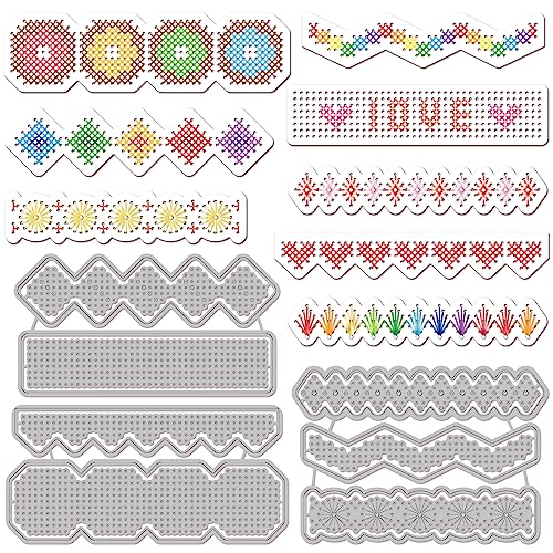 GLOBLELAND Borders Stitch Cutting Dies for DIY Scrapbooking Metal Sewing Lace Die Cuts Embossing Stencils Template for Paper Card Making Decoration Album Craft Decor