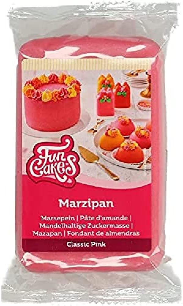 FunCakes Marzipan Classic Pink: Easy to Use, Delicious Taste, Flexible and Smooth, Easy to Roll Out, Fine and Firm, Perfect for Cake Decorating, Halal, Kosher and Gluten Free. 250 g.
