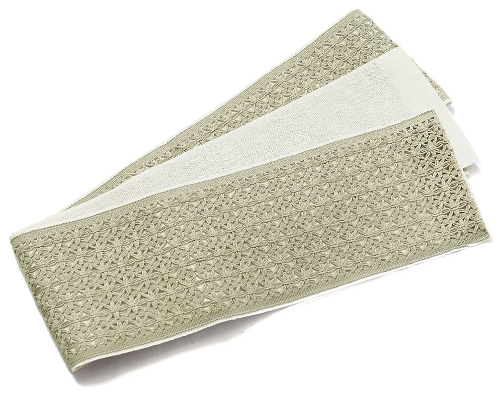 Amazon | [dear-japan] 半幅帯 麻 レース グレー ナチュラル