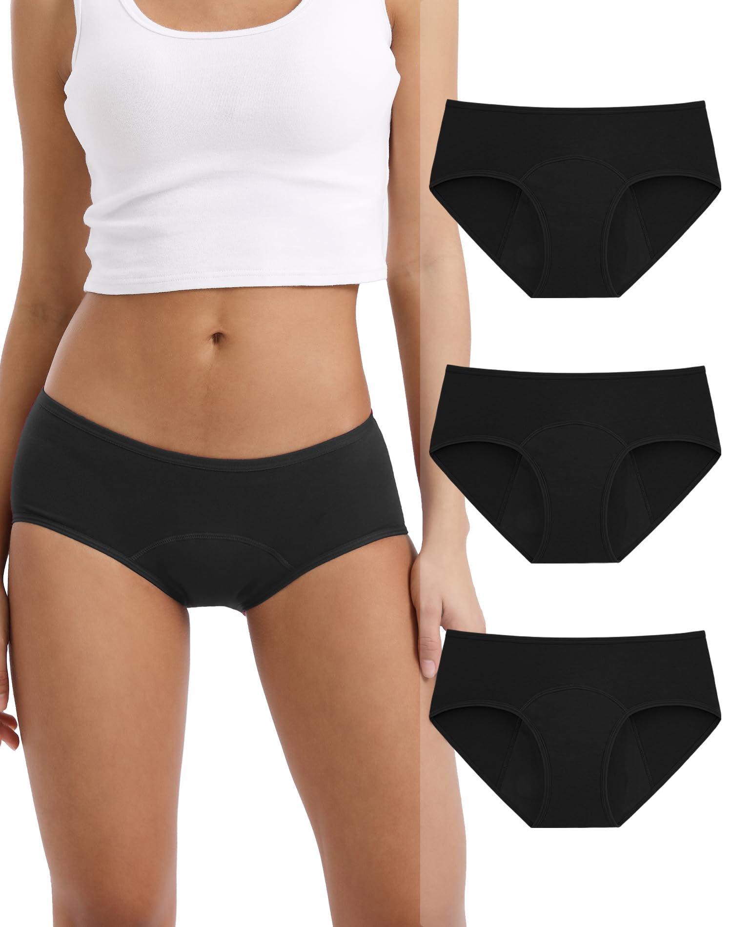 INNERSY Womens Period Underwear Hipster Postpartum Leakproof Protective Menstrual Panties Multipack